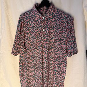 Rhoback Azaleas Green and Pink Polo Shirt